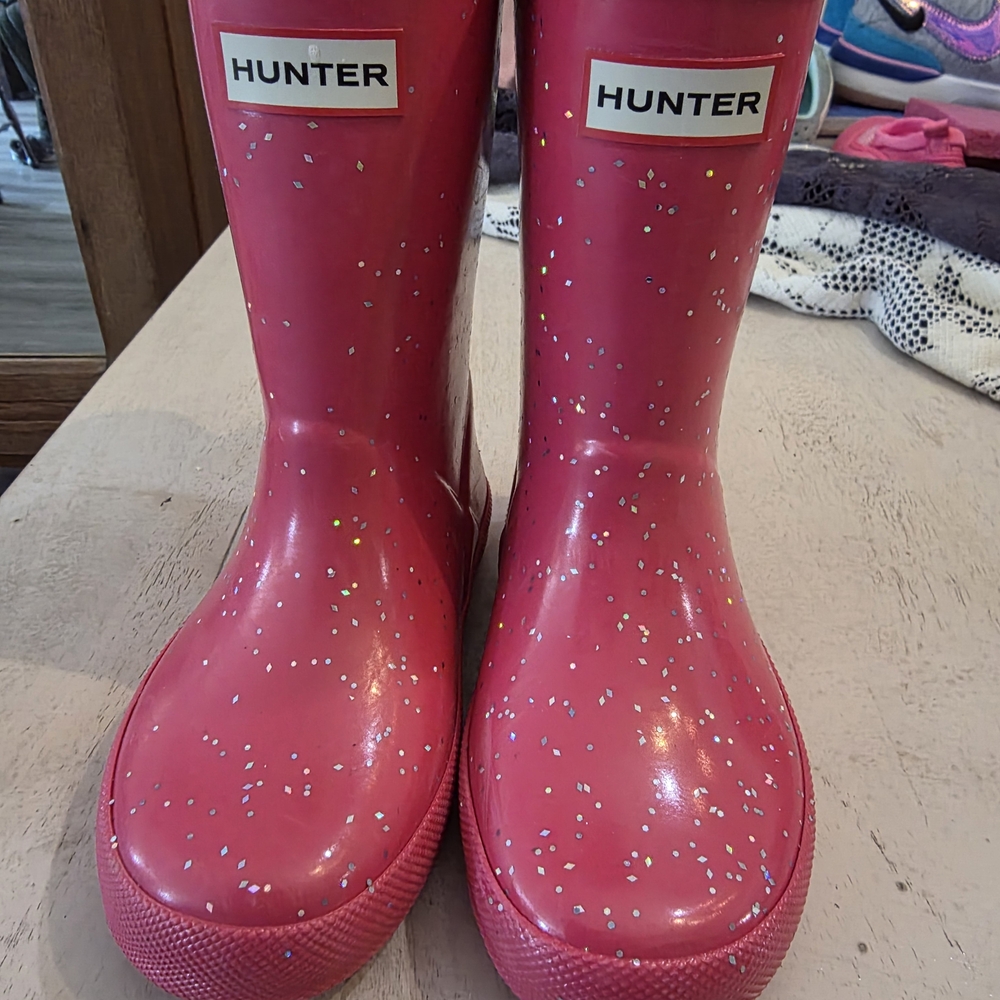 Hunter Pink Glitter Rain Boots